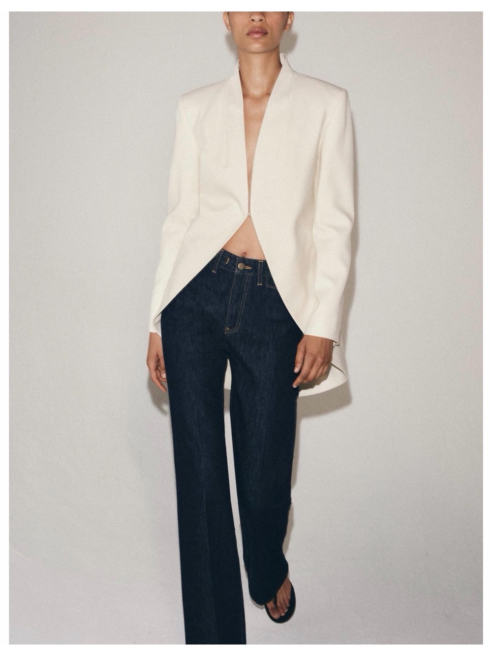 Zara Brand new size M
 Off-White Open-Front Draped Blazer